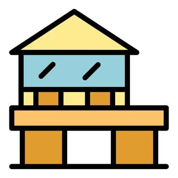 Seaside house icon vector flat Ilustración de archivo