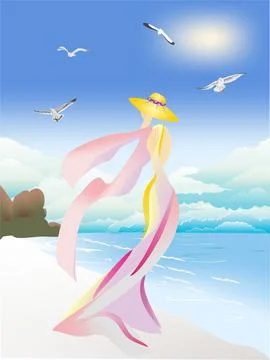 At the seaside, Stock Illustration