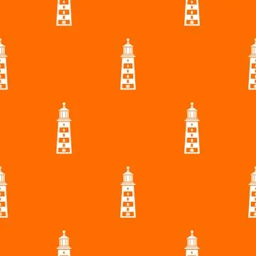 Seaside lighthouse pattern vector orange Stock Illustration