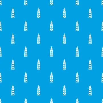 Seaside lighthouse pattern vector seamless blue Stock Illustration