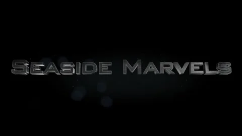 Seaside Marvels title metal text on black alpha channel background Stock Footage 295899242