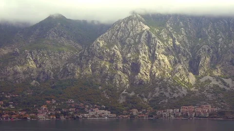 Seaside Mountain Range With Clouds On Top Stock Footage 98829058