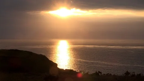 Seaside ocean panoramic evening over the coast Wales Pembrokeshire UK 4K Stock Footage 111233416