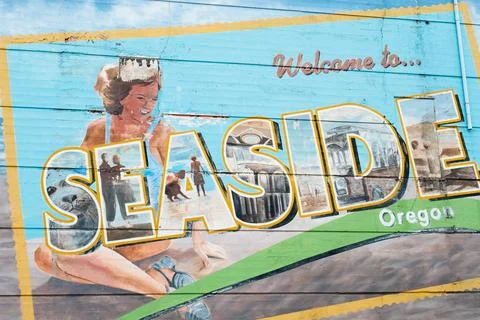 Seaside Oregon Mural Stock Photos