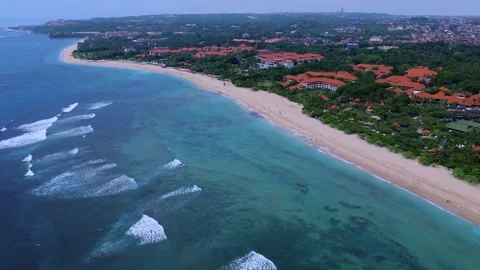 Seaside Panorama With Resorts, Expansive View Of Coast Village Scenery Stock Footage 326082811