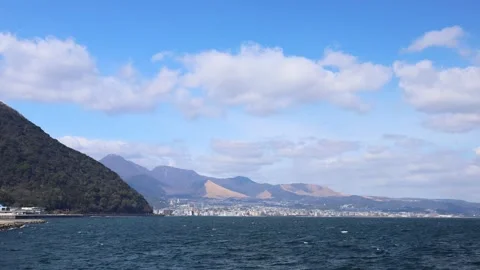 Seaside park and blue sky (Tanoura Coast, Oita City, Oita Prefecture) Stock Footage 338003839