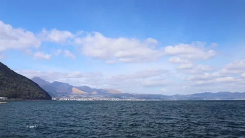 Seaside park and blue sky (Tanoura Coast, Oita City, Oita Prefecture) Stock Footage 338003850