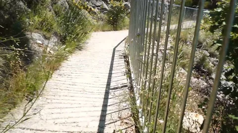 Seaside path border fence Stock Footage 113190484