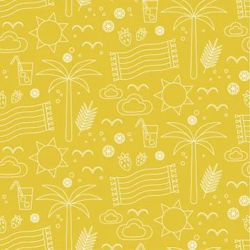 Seaside pattern flat illustration seamless design Stock Illustration