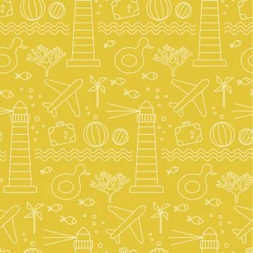 Seaside pattern flat illustration seamless design Illustrazione stock