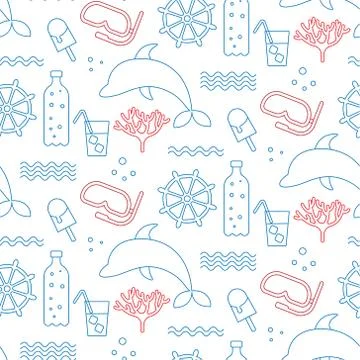 Seaside pattern flat illustration seamless design Stock Illustration