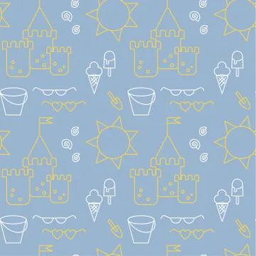 Seaside pattern flat illustration seamless design Stock Illustration