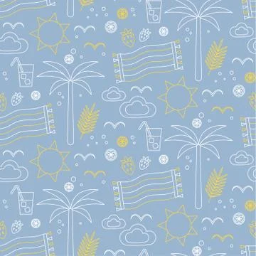 Seaside pattern flat illustration seamless design Stock Illustration