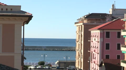 The seaside promenade of Chiavari Stock Footage 61539008