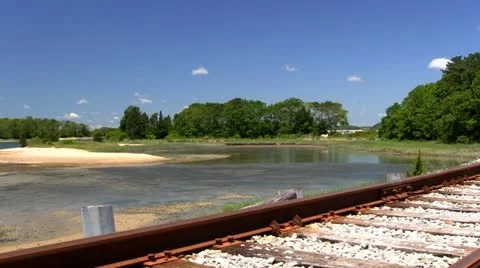 Seaside railroad tracks Stock Footage 12137251