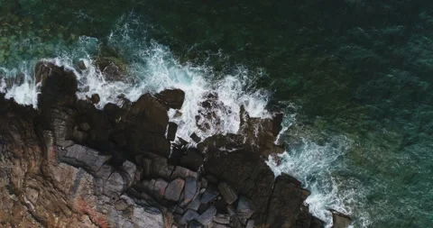 Seaside rocks aerial view Stock Footage 99589734