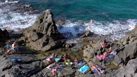 Seaside rocks in Cefalu Stock Footage 161224264