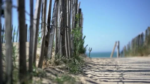 Seaside - sandy path leading to the beach cinematic shot Stock Footage 95937110