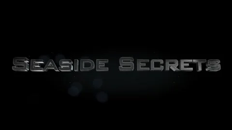 Seaside Secrets title metal text on black alpha channel background Stock Footage 296209482