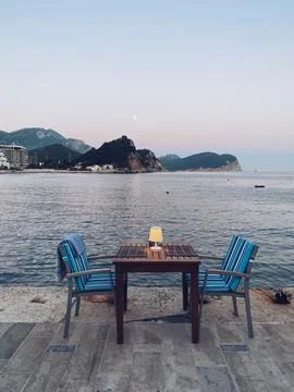 Seaside Serenity: Dining with a View Stock Photos