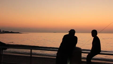 Seaside Silhouette 4 Stock Footage 1128837
