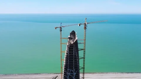 Seaside Skyscraper Construction Stock Footage 168953350