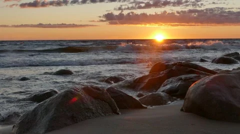 Seaside sunset on Baltic sea Stock-Footage 67591177