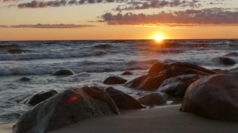 Seaside sunset on Baltic sea Stock-Footage 67595348