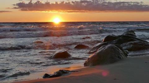 Seaside sunset on Baltic sea Stock-Footage 67595597