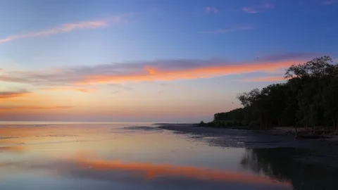 Seaside Sunset with Lighthouse and Flying Birds Stock Footage 312920915