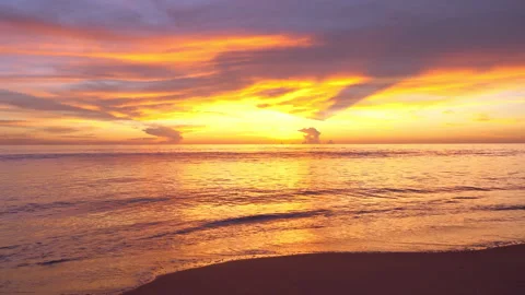 Seaside Sunset Over Calm Sea And Distant Horizon 4K Stock Footage 341863178