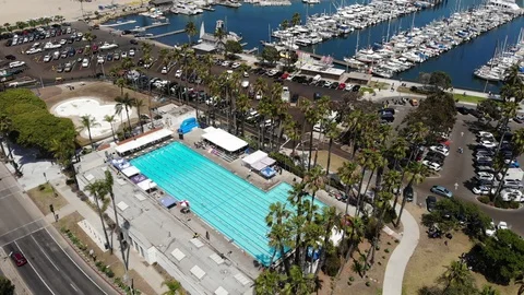 Seaside Swimming Pool Stock Footage 111972886