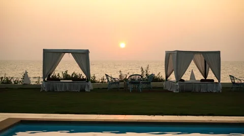 Seaside terrace for rest. Stock Footage 64681090