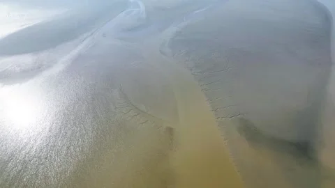 Seaside Tidal Marsh Flats Winter 4k Aerial Video stock 321046584