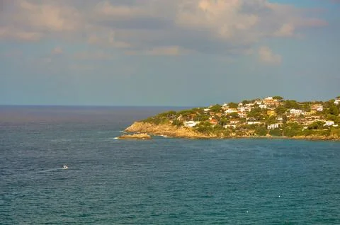 Seaside Town on Cliffside Stock Photos