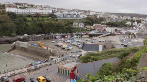 Seaside town with harbor Stock Footage 43423941