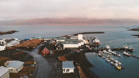 Seaside Town in Iceland_3 Stock Footage 100307413