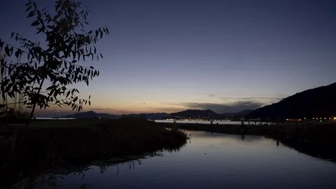 Seaside Town at Night Stock-Footage 82845116