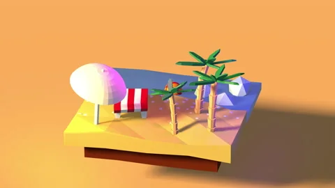Seaside vacation 3D animation Stock Footage 201544148
