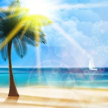 Seaside view poster and geometric shapes. Stock Illustration