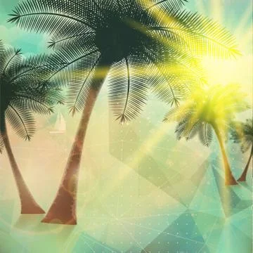 Seaside view poster. Geometric abstract. Stock Illustration