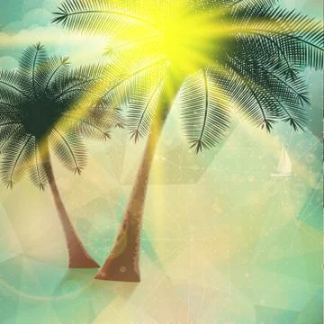 Seaside view poster. Geometric abstract. Stock Illustration