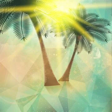 Seaside view poster. Geometric abstract. Stock Illustration