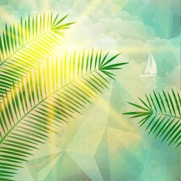 Seaside view poster. Geometric abstract. Stock Illustration