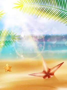 Seaside view poster. Stock Illustration