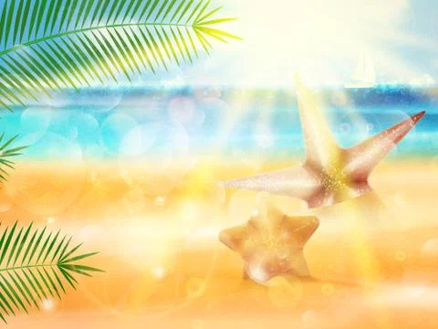 Seaside view poster. Stock Illustration