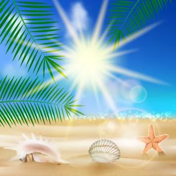 Seaside view poster. Stock Illustration