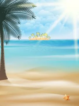 Seaside view poster template. Stock Illustration