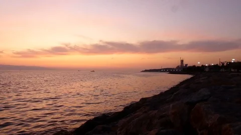 Seaside View in Sunset Stock Footage 123775619