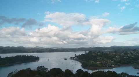 Seaside village elevated time lapse Stock Footage 39476237